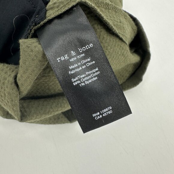 NWT Rag & Bone Camille Belted Seersucker High Waist Shorts Olive Green Size 0 - Picture 8 of 10